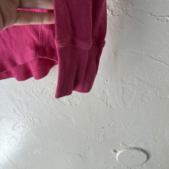 Victorias Secret Henley Shirt Y2k Fitted Medium Pink Long Sleeve Thermal Top - Picture 4 of 9